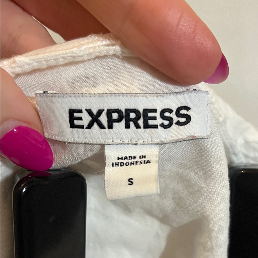 Express White Eyelet Ruffle Blouse - Picture 2 of 6